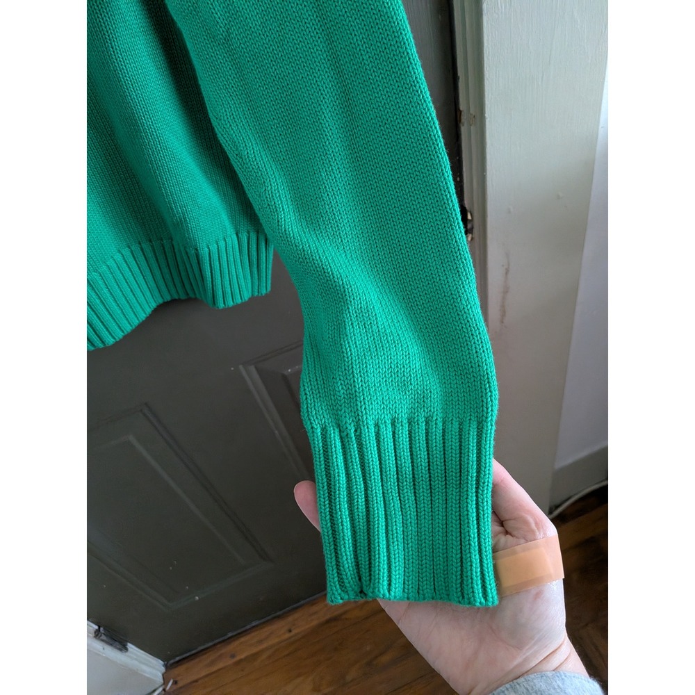 Ralph Lauren Sport Green Shawl Collar Cotton Knit Sweater Pink Pony XL - Picture 4 of 6